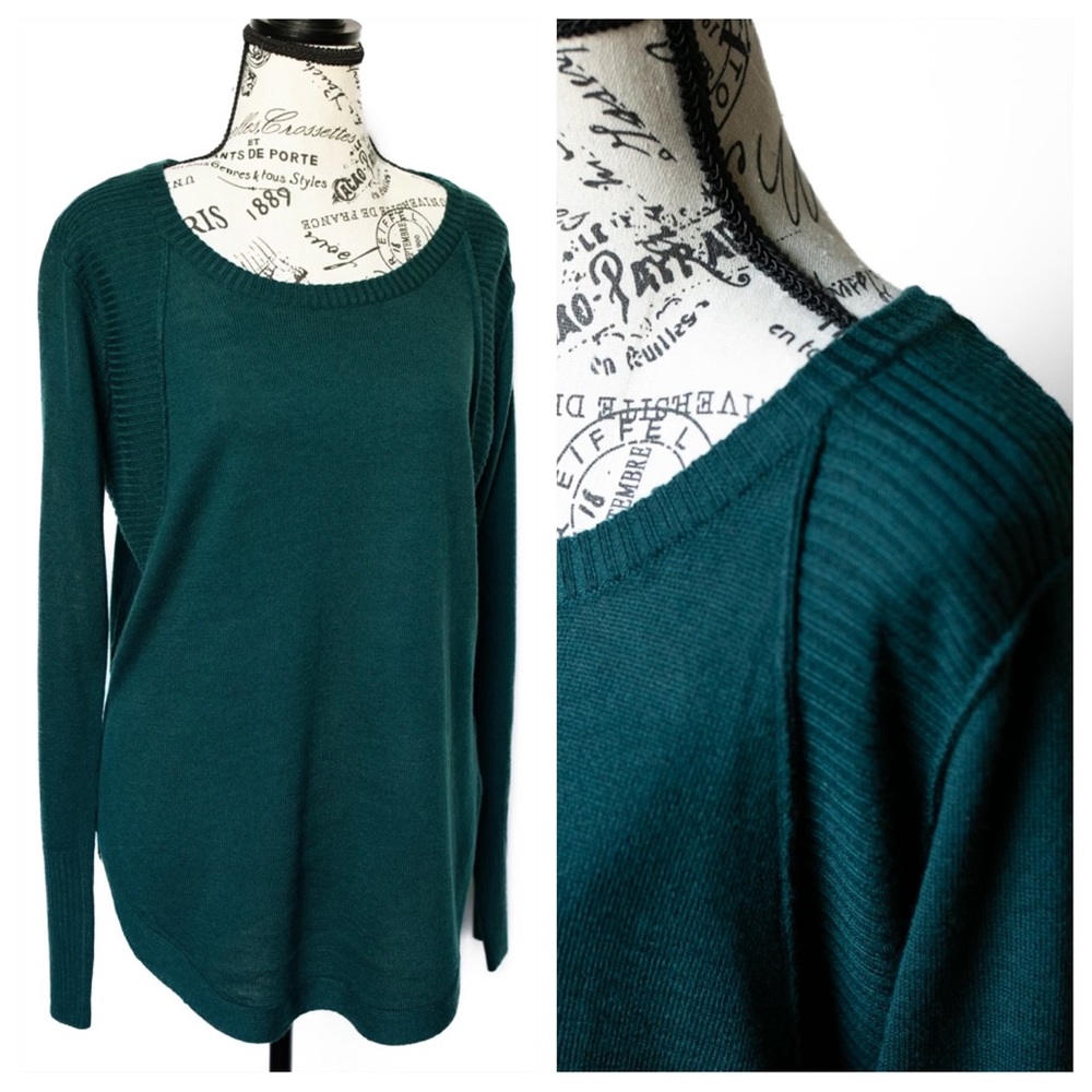 RD Style McKinley Ribbed Detail Sweater Dark Green size Medium stitch fix